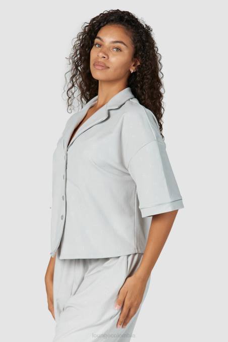 camisa de pijama de lujo con relieve mujer escarcha Lounge vestir R88Z956
