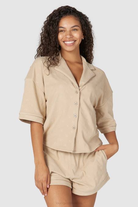 camisa de pijama de lujo con relieve mujer visón Lounge vestir R88Z955