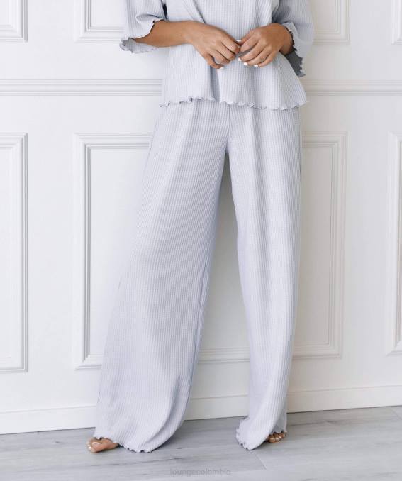 pantalones de pijama con diseño waffle suave mujer escarcha Lounge vestir R88Z965