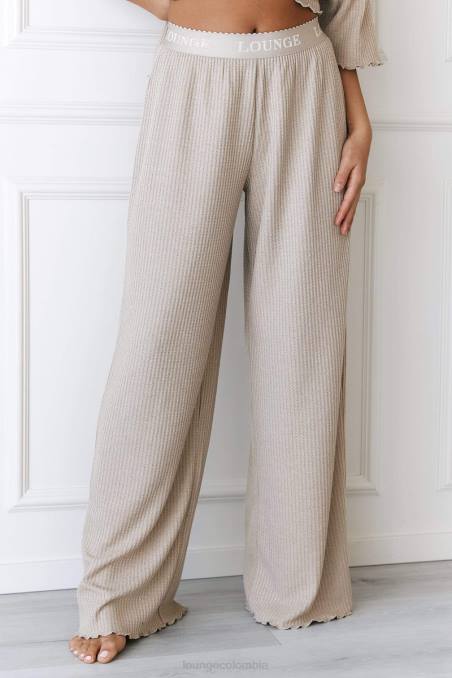 pantalones de pijama con diseño waffle suave mujer visón Lounge vestir R88Z962