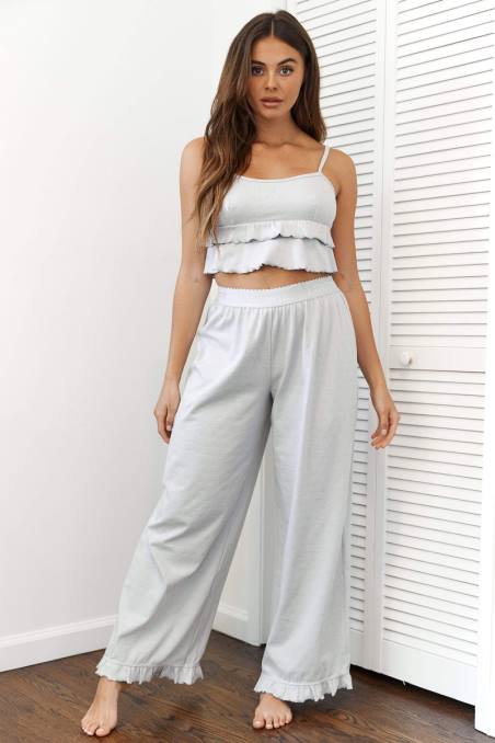 pantalones de pijama con volantes mujer escarcha Lounge vestir R88Z941