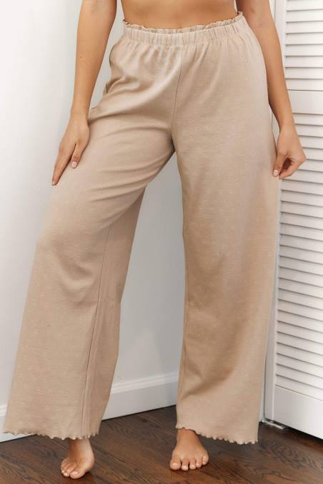 pantalones de pijama con volantes mujer visón Lounge vestir R88Z942