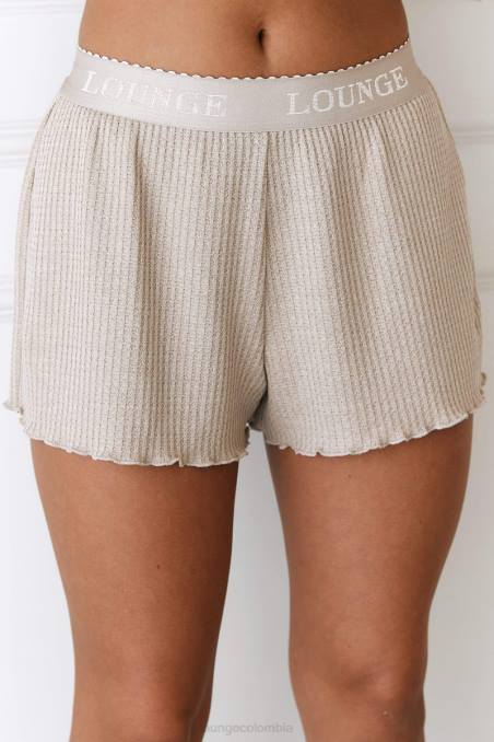 shorts de pijama con diseño tipo gofre suave mujer visón Lounge vestir R88Z964
