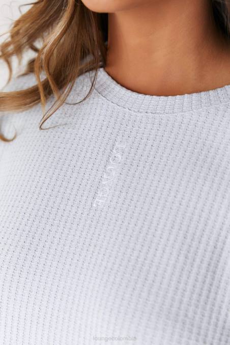 top de pijama con diseño gofrado suave mujer escarcha Lounge vestir R88Z924