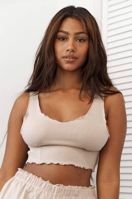 top tipo pijama con volantes mujer visón Lounge vestir R88Z919