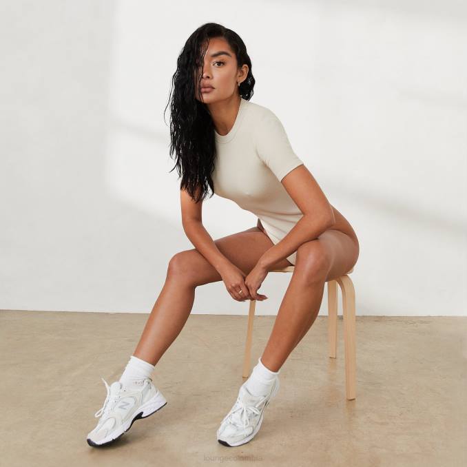 body con camiseta de canalé x jesshunt mujer hueso Lounge vestir R88Z809