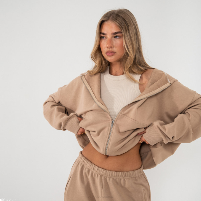 sudadera con capucha extragrande con cremallera x jesshunt mujer caramelo Lounge vestir R88Z811