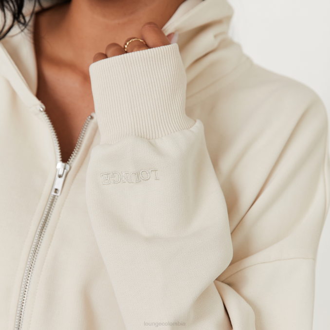 sudadera con capucha extragrande con cremallera x jesshunt mujer hueso Lounge vestir R88Z807