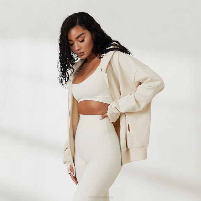 sudadera con capucha extragrande con cremallera x jesshunt mujer hueso Lounge vestir R88Z807