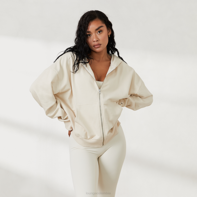 sudadera con capucha extragrande con cremallera x jesshunt mujer hueso Lounge vestir R88Z807