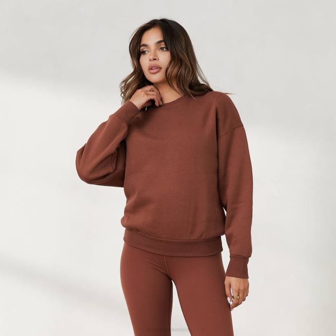 365 jersey oversize con cuello redondo mujer chocolate Lounge vestir R88Z872