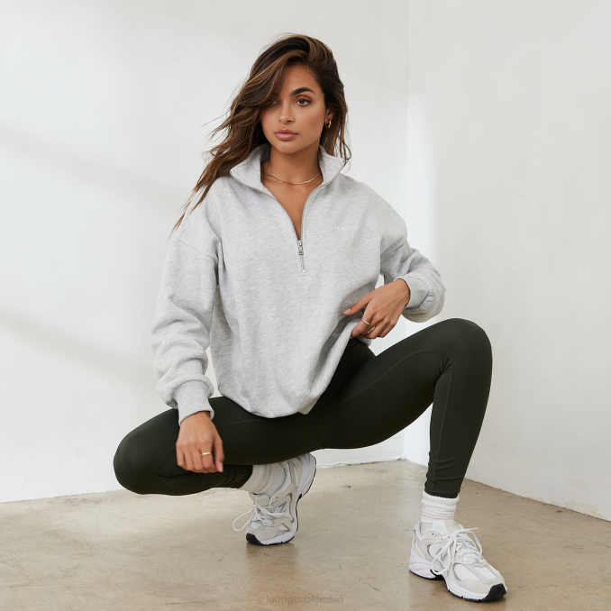 jersey oversize con cremallera de un cuarto mujer mezcla de escarcha Lounge vestir R88Z887