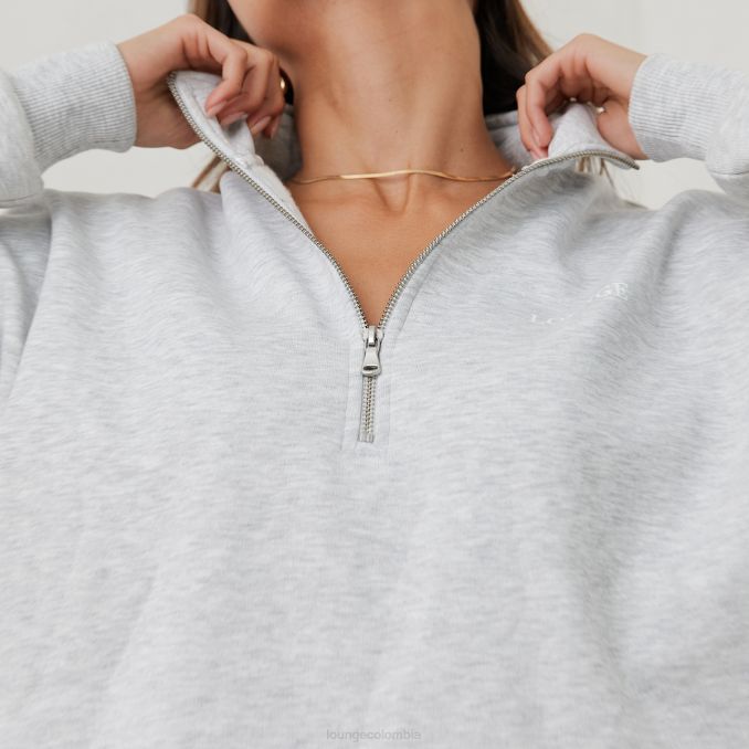 jersey oversize con cremallera de un cuarto mujer mezcla de escarcha Lounge vestir R88Z887